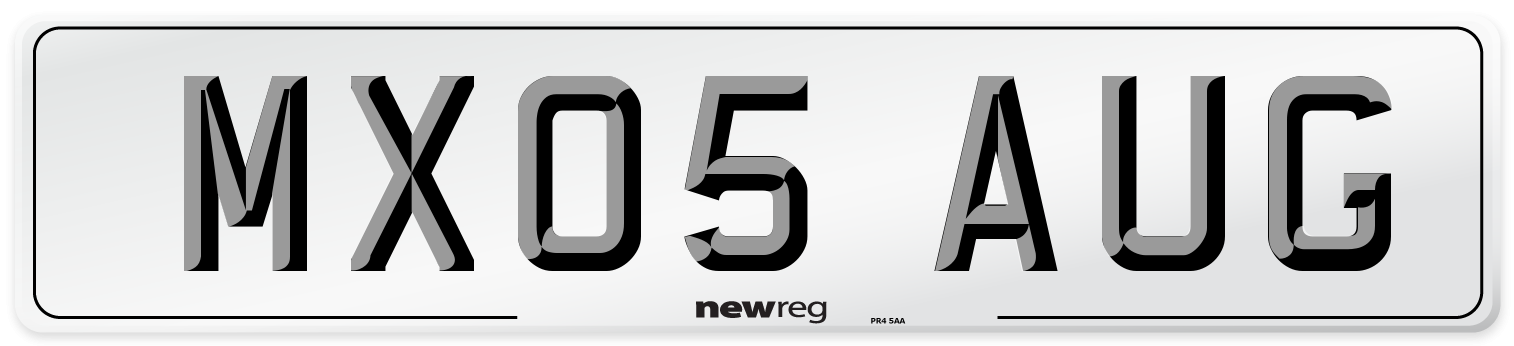 MX05 AUG Number Plate from New Reg
